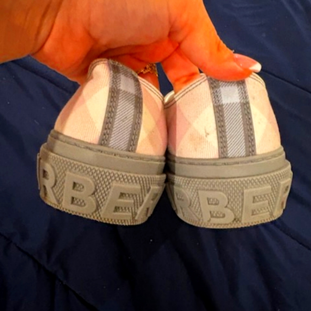 Burberry Pink and Gray Sneakers with Signature Style
